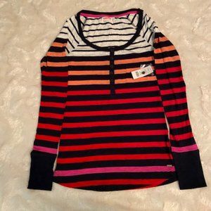 Garage Striped Henley Top Ladies Junior Size XS NWT